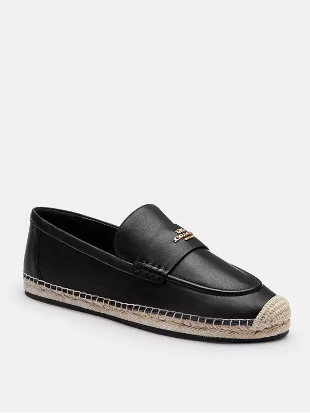 Coach Black Leather Espadrille Penny Loafer